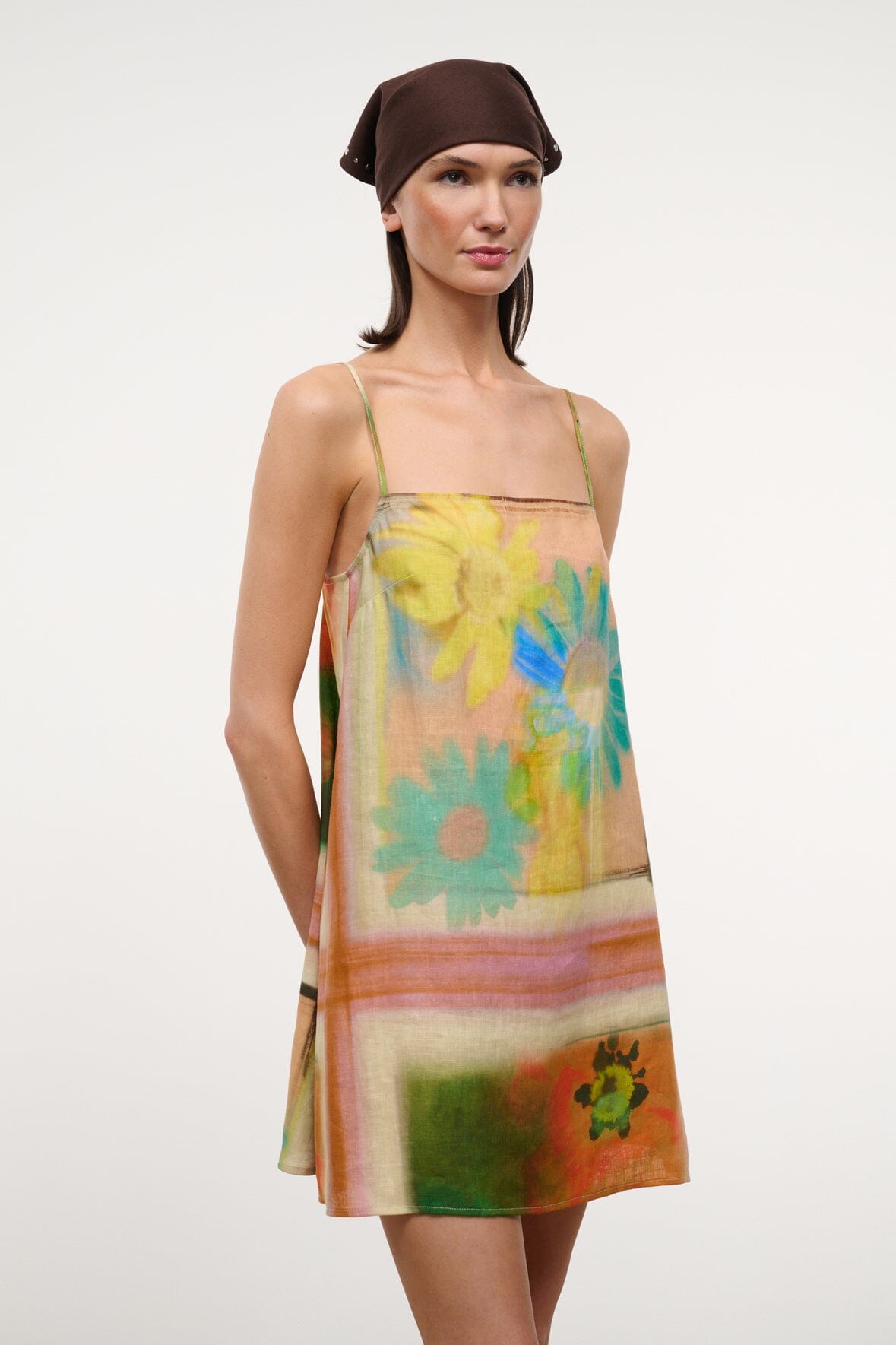 Laura Linen Mini Dress Superbloom Scarf | STAUD Trending