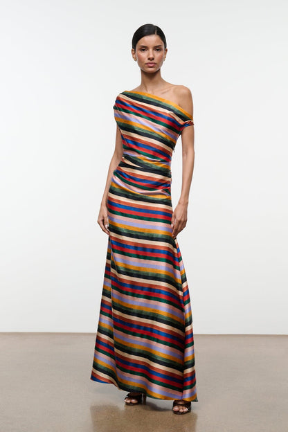 Phare Silk Maxi Dress Artist Stripe | STAUD Deals
