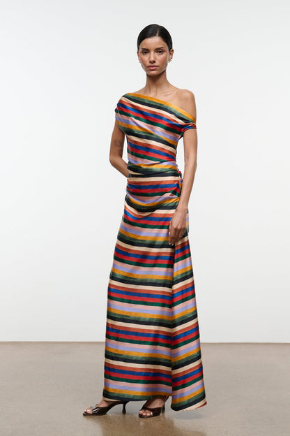 Phare Silk Maxi Dress Artist Stripe | STAUD Deals