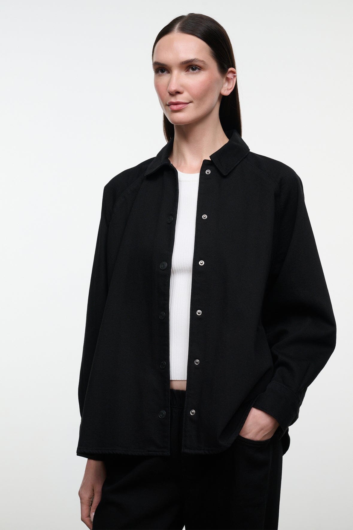 Myles Shirt Jacket Black | STAUD Best Price