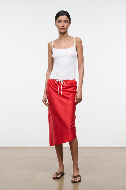Georgia Silk Convertible Top Red Rose | STAUD Classic