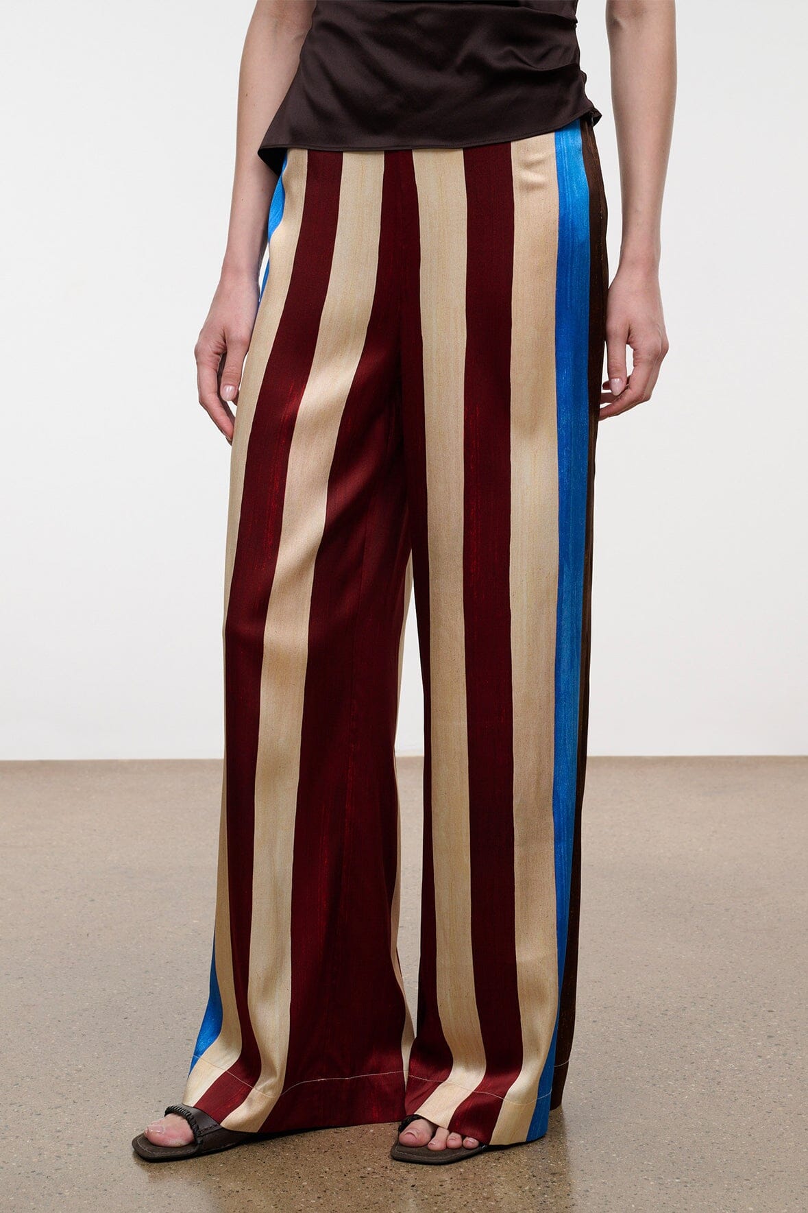 Stroll Silk Pant Caffe Stripe | STAUD Discount