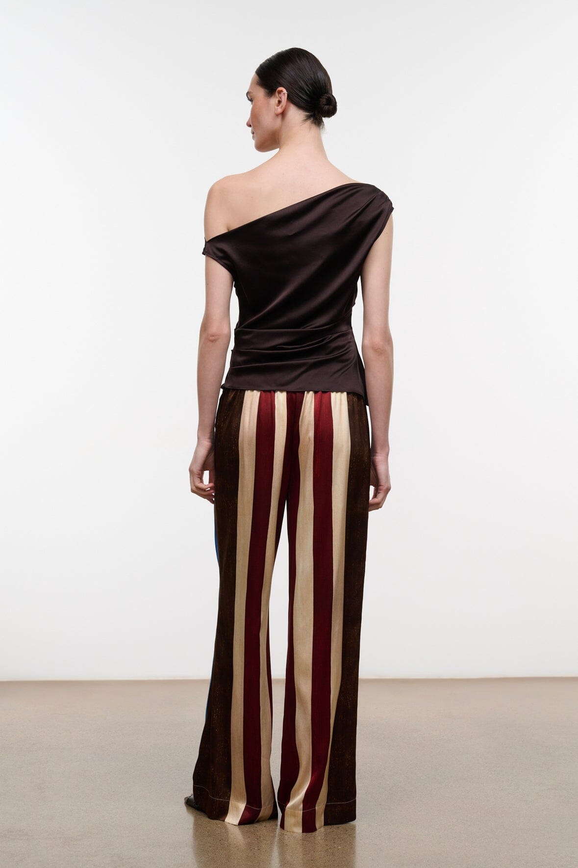 Stroll Silk Pant Caffe Stripe | STAUD Discount