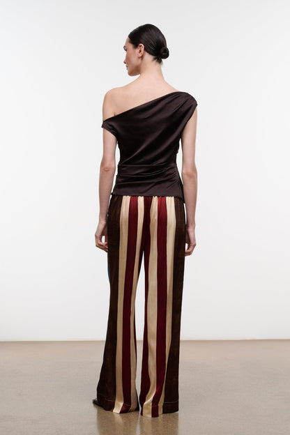 Stroll Silk Pant Caffe Stripe | STAUD Discount