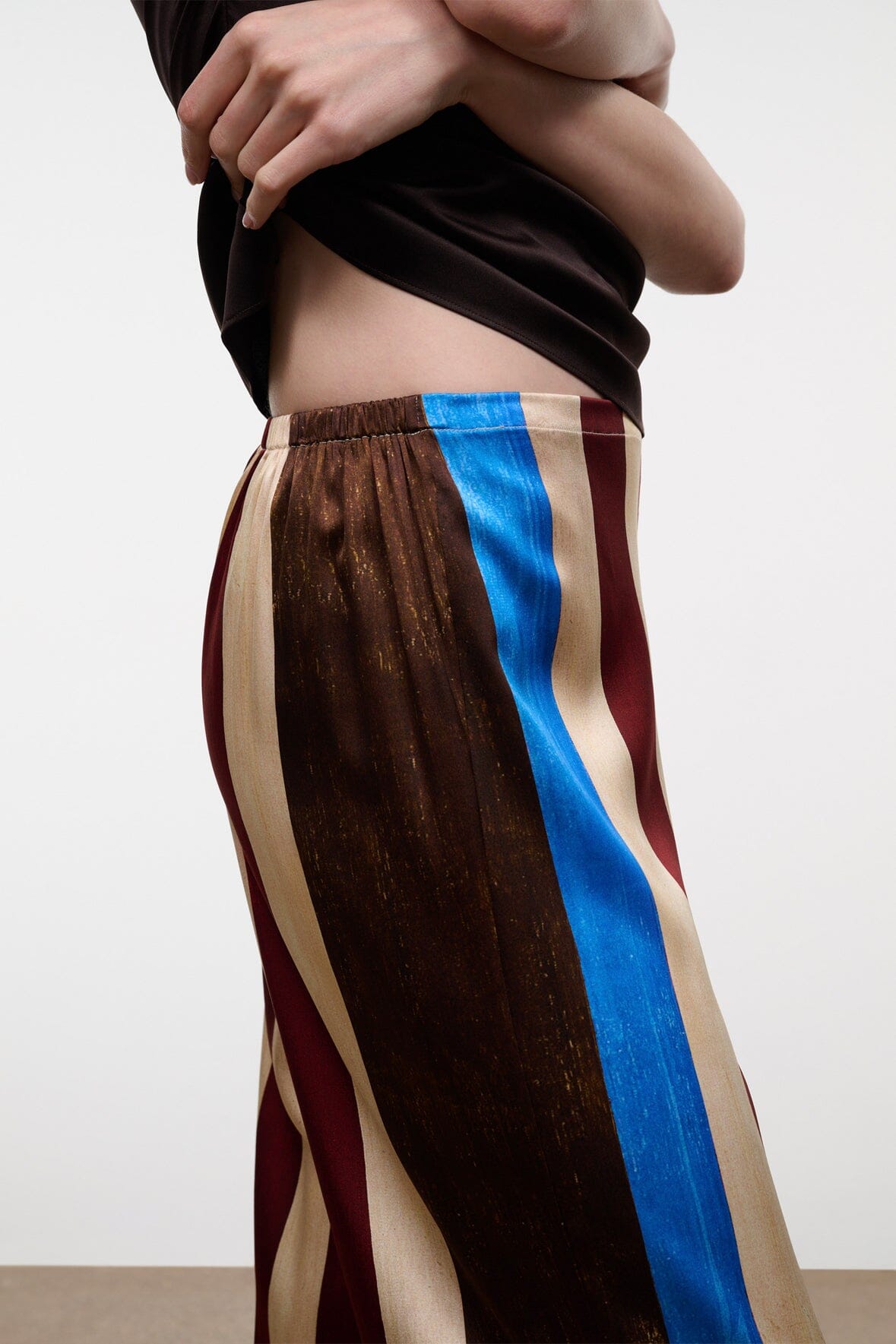 Stroll Silk Pant Caffe Stripe | STAUD Discount
