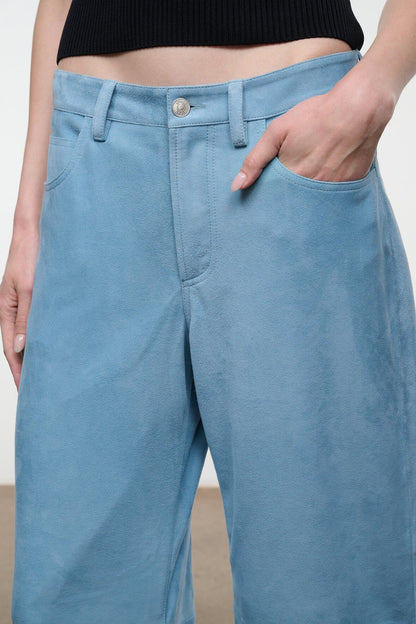 Gus Suede Pant Sky | STAUD Trusted