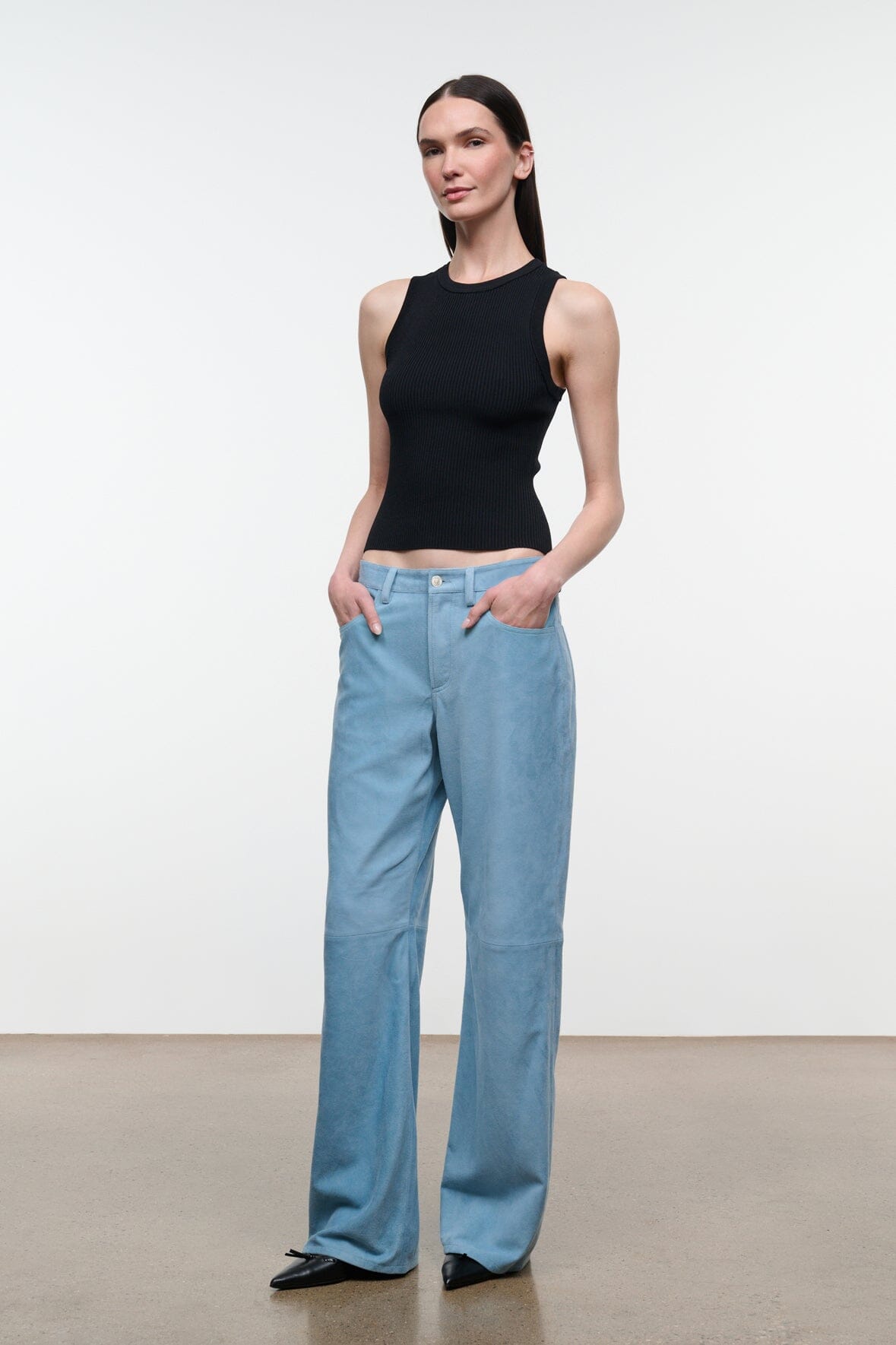 Gus Suede Pant Sky | STAUD Trusted