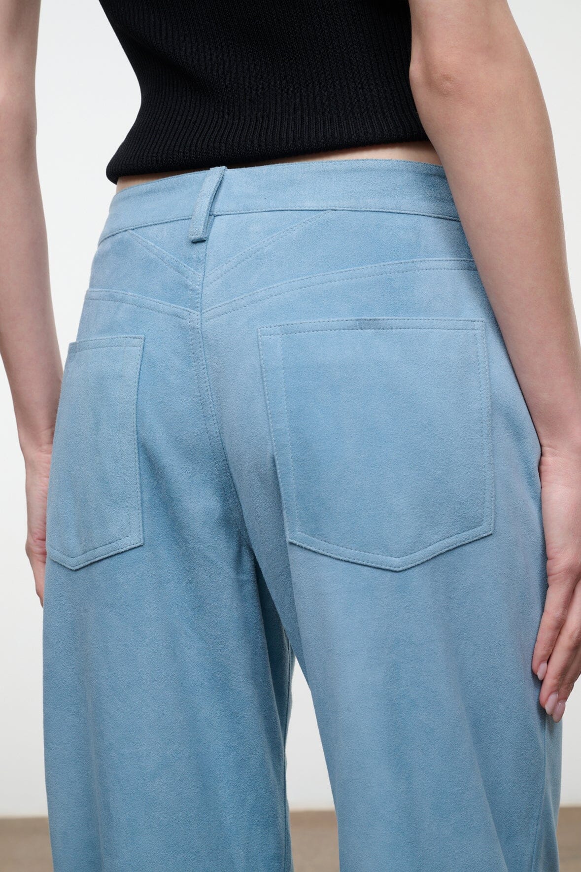Gus Suede Pant Sky | STAUD Trusted
