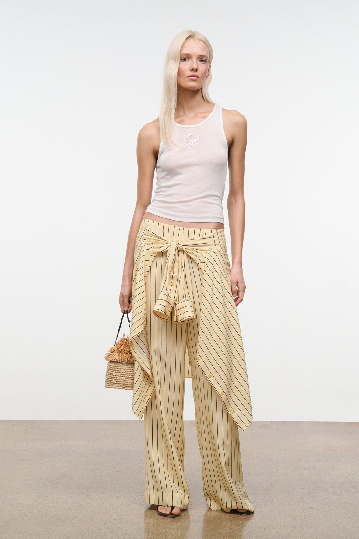 Stroll Silk Pant Monday Stripe | STAUD New