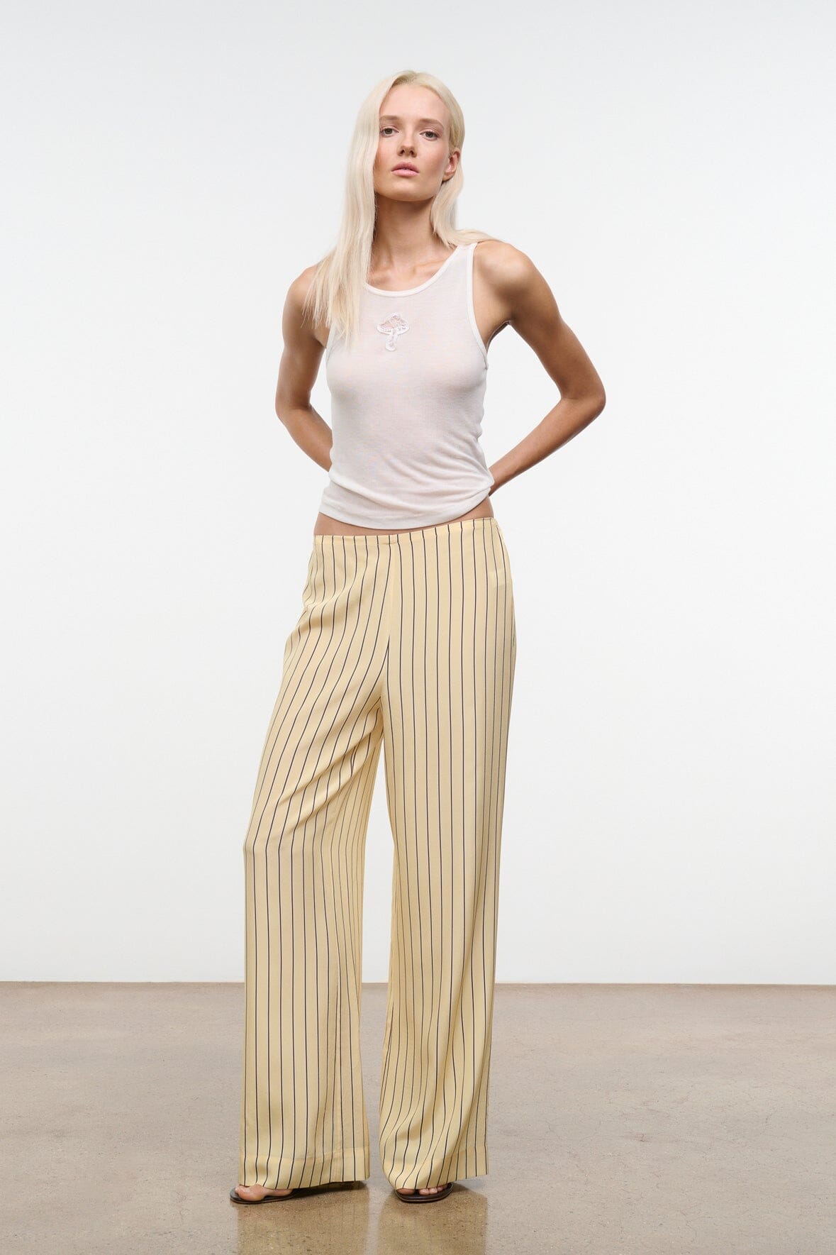 Stroll Silk Pant Monday Stripe | STAUD New