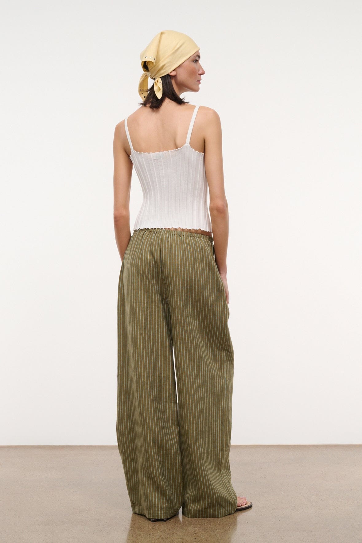 Mateo Linen Pant Porto Stripe | STAUD Premium