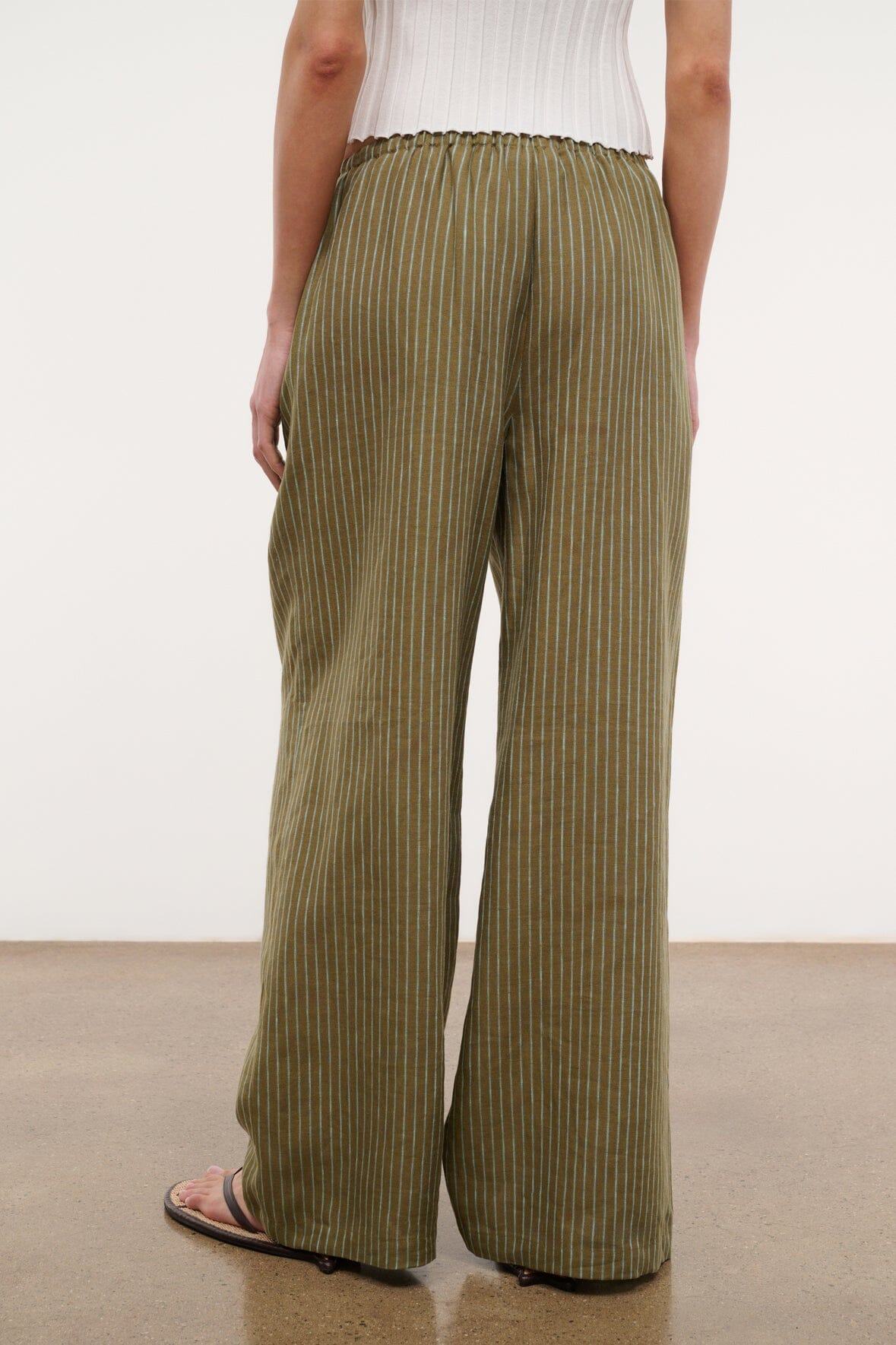 Mateo Linen Pant Porto Stripe | STAUD Premium