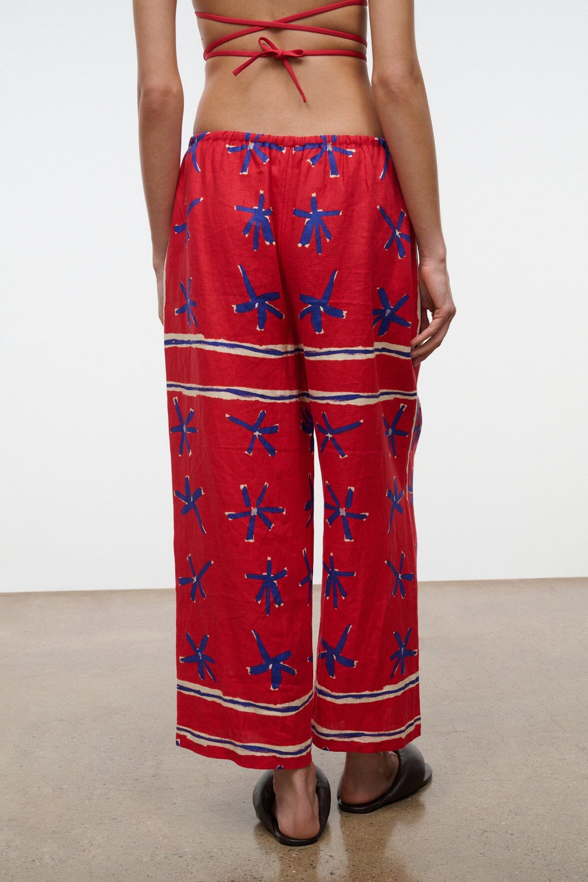 Mateo Linen Cropped Pant Painted Foulard | STAUD Trusted