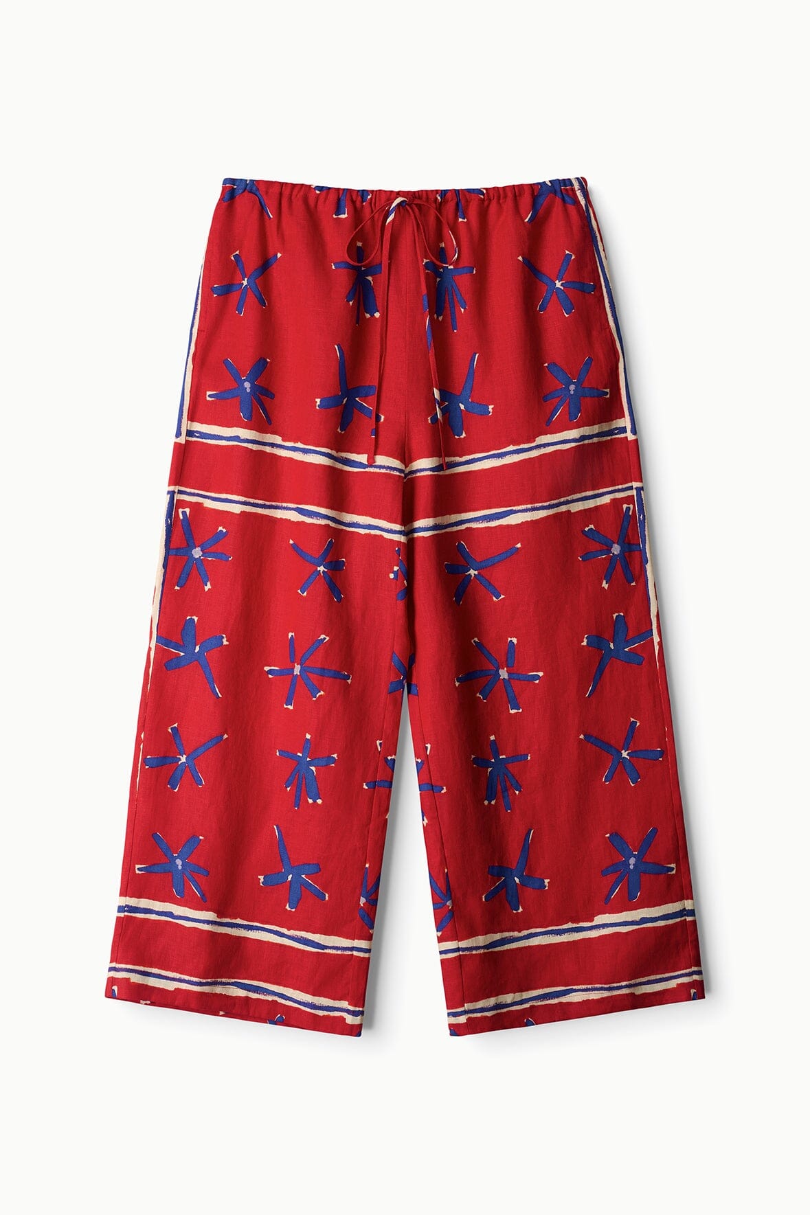 Mateo Linen Cropped Pant Painted Foulard | STAUD Trusted