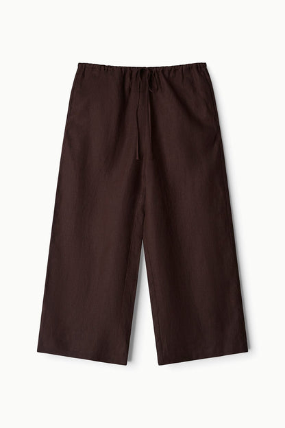 Mateo Linen Cropped Pant Root | STAUD New