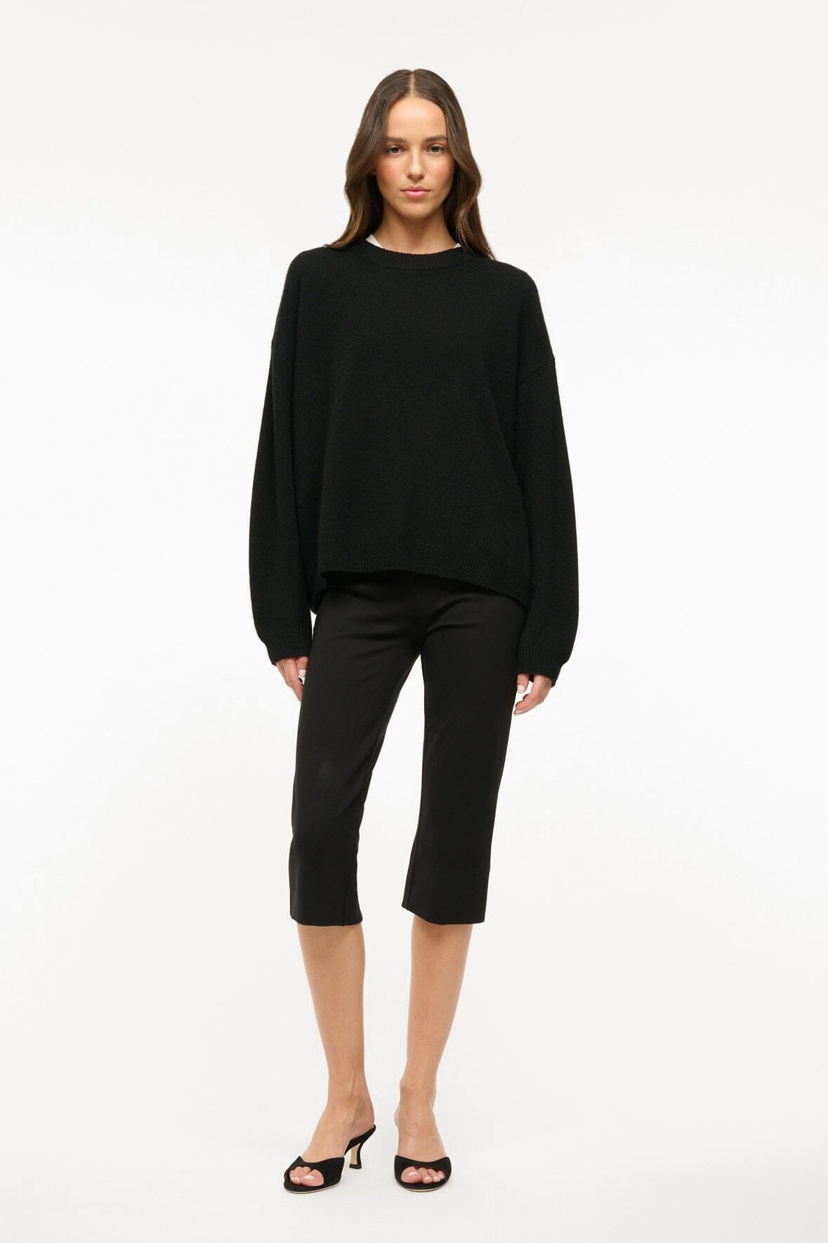 Leone Pant Black - Cropped Black Fitted Pants | STAUD Deals