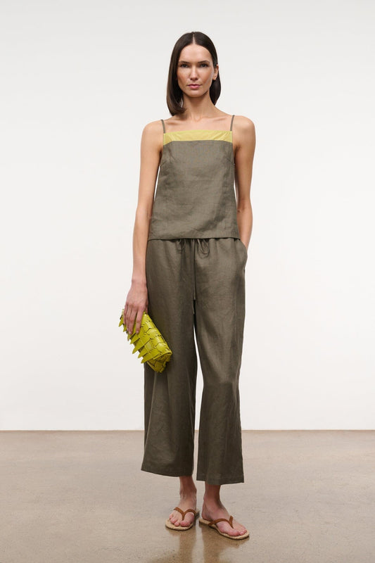 Mateo Linen Pant Thyme | STAUD Recommended