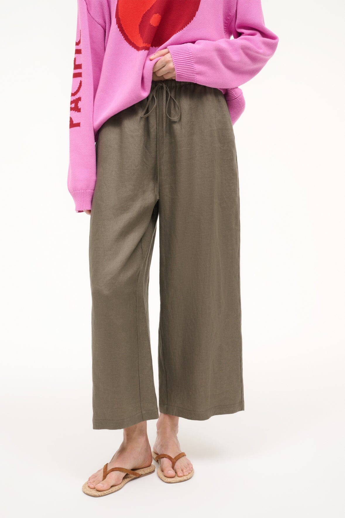 Mateo Linen Pant Thyme | STAUD Recommended