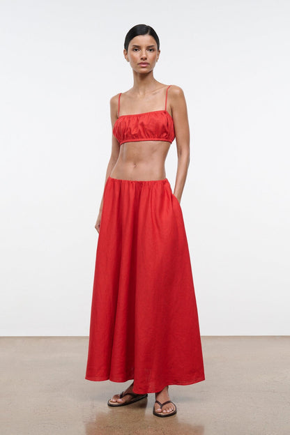 Milano Linen Skirt Tomato | STAUD Deals