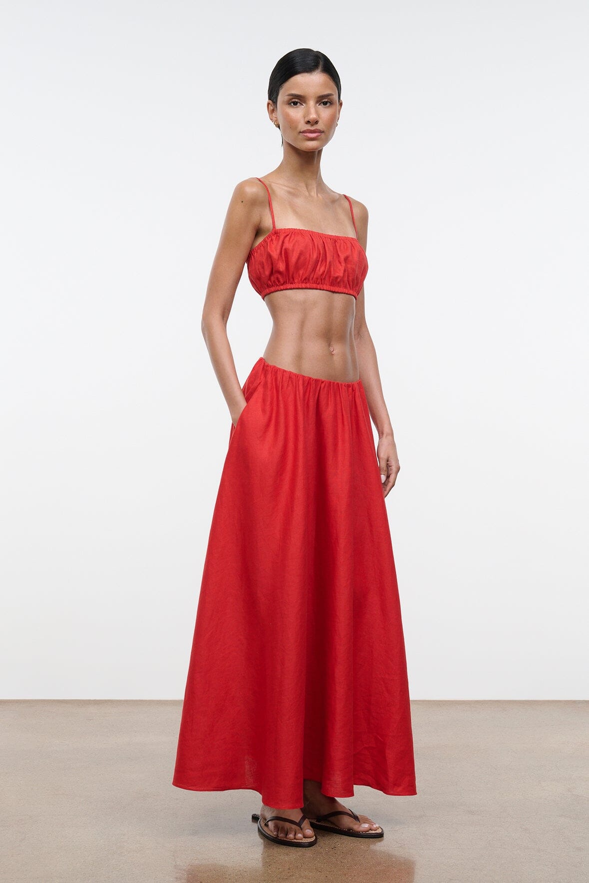 Milano Linen Skirt Tomato | STAUD Deals