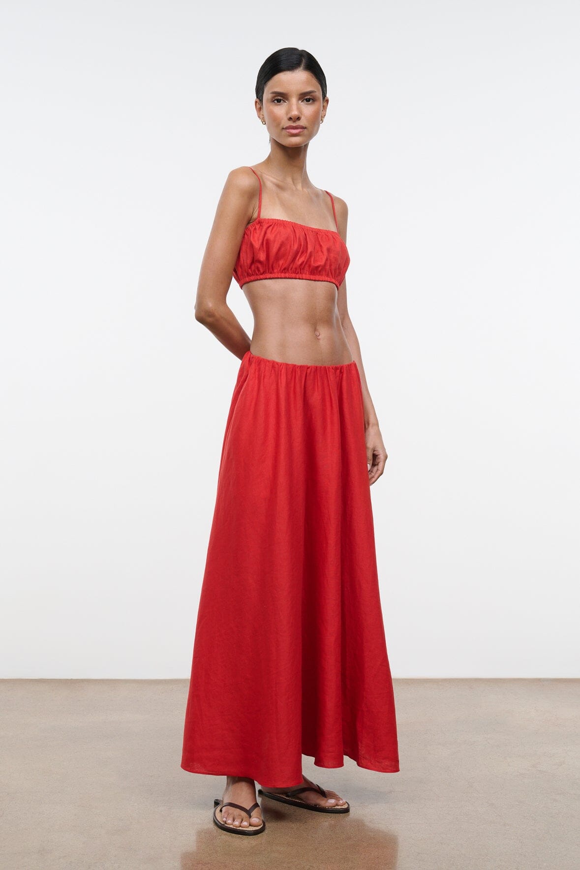 Milano Linen Skirt Tomato | STAUD Deals