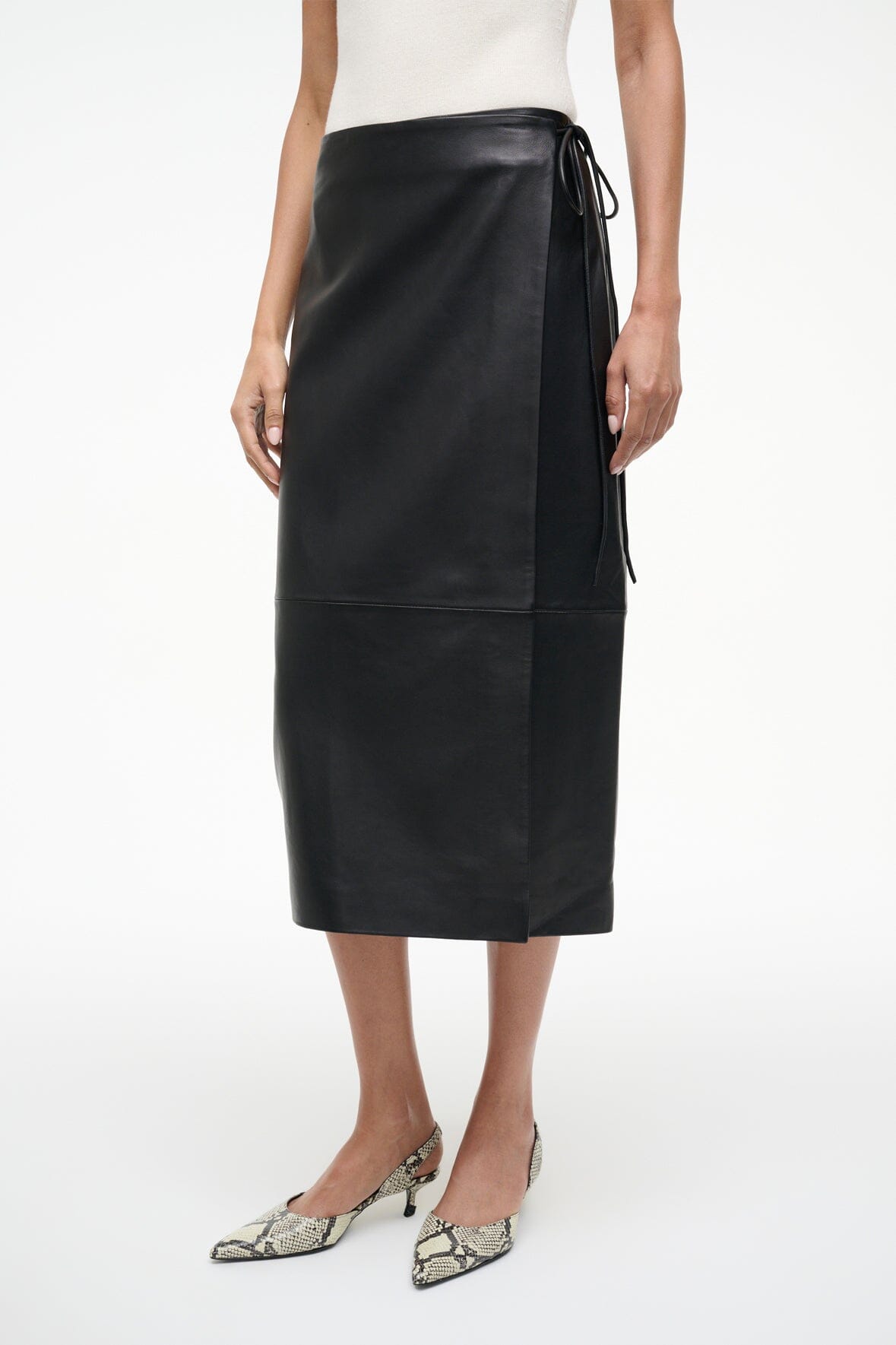 Roman Leather Wrap Skirt Black | STAUD Popular