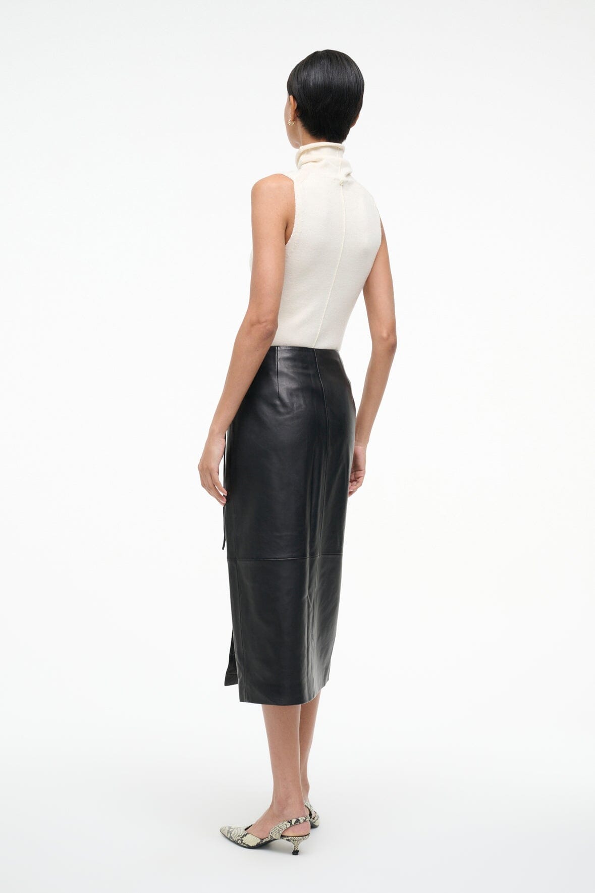 Roman Leather Wrap Skirt Black | STAUD Popular