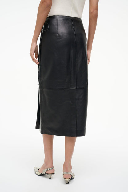 Roman Leather Wrap Skirt Black | STAUD Popular