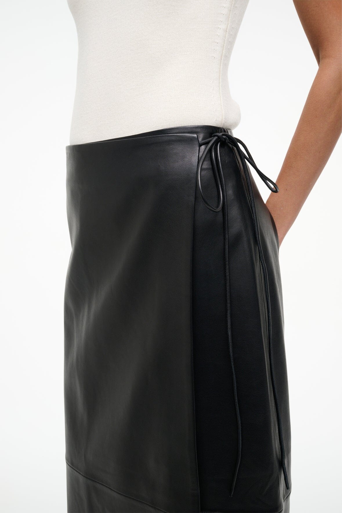 Roman Leather Wrap Skirt Black | STAUD Popular