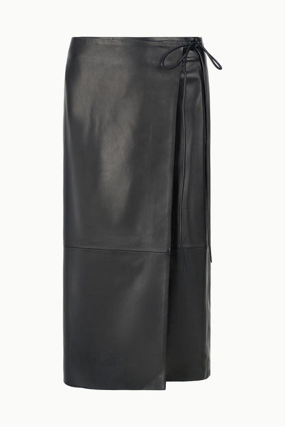 Roman Leather Wrap Skirt Black | STAUD Popular