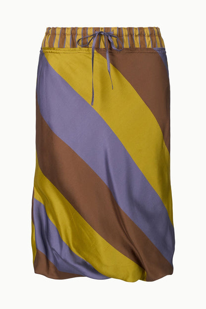 Odette Silk Skirt Sienna Stripe Cigar Stripe | STAUD Classic