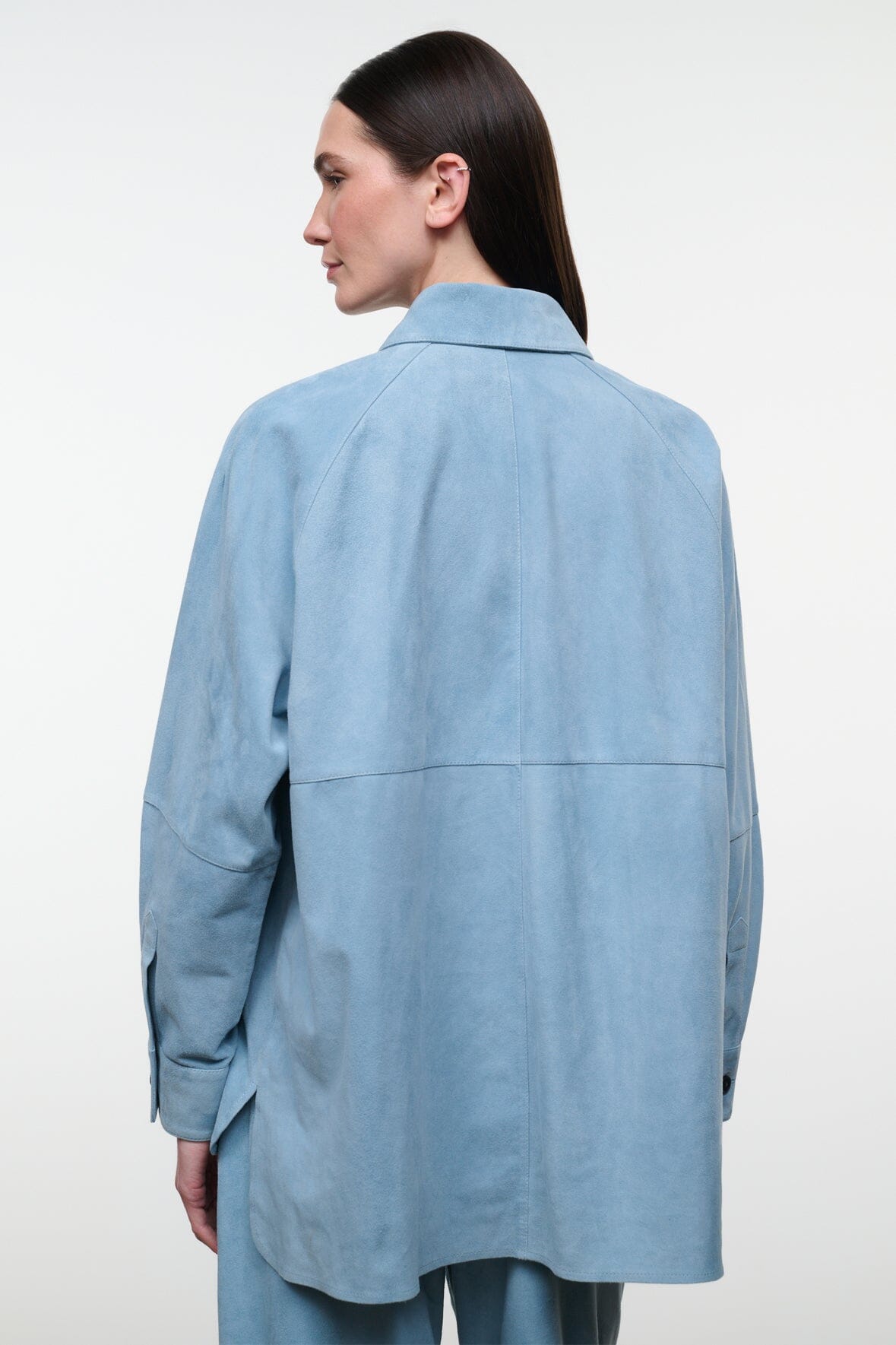 Josette Suede Shirt Sky | STAUD Value