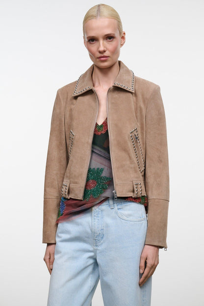 Hugo Suede Jacket Dune | STAUD Essential