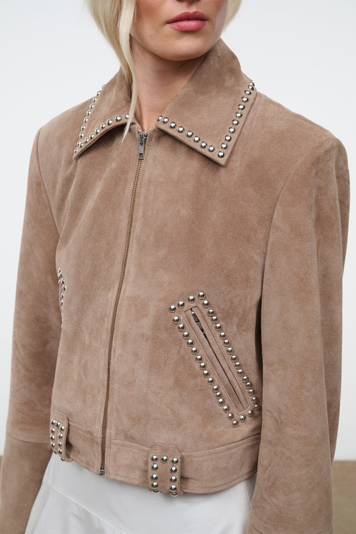 Hugo Suede Jacket Dune | STAUD Essential