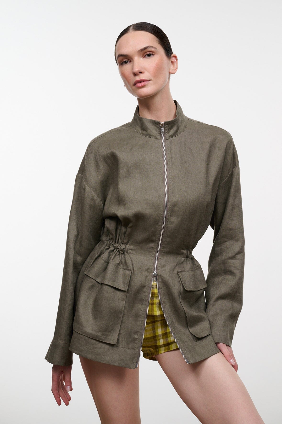 Reed Linen Jacket Thyme | STAUD Signature