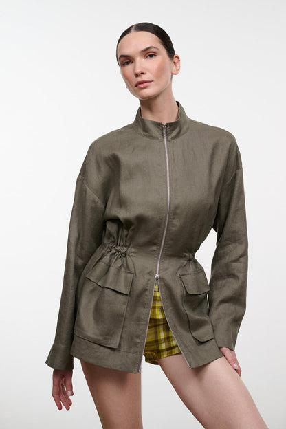 Reed Linen Jacket Thyme | STAUD Signature
