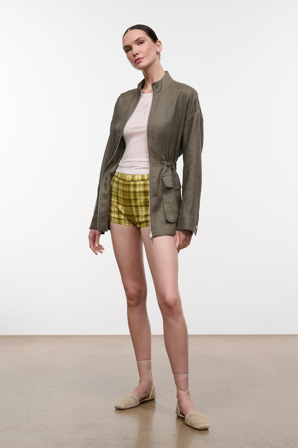 Reed Linen Jacket Thyme | STAUD Signature