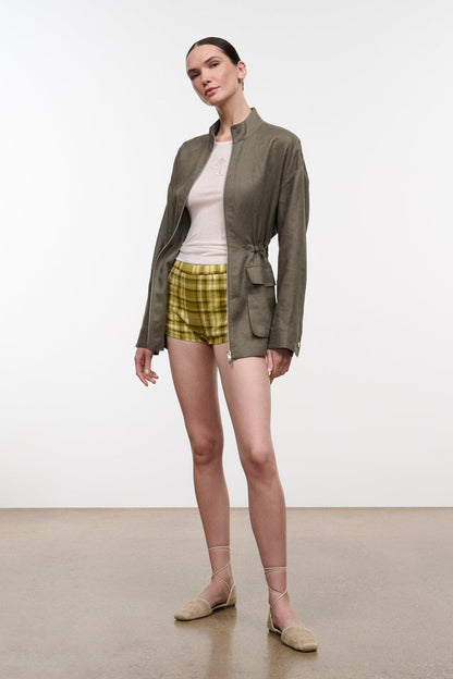 Reed Linen Jacket Thyme | STAUD Signature
