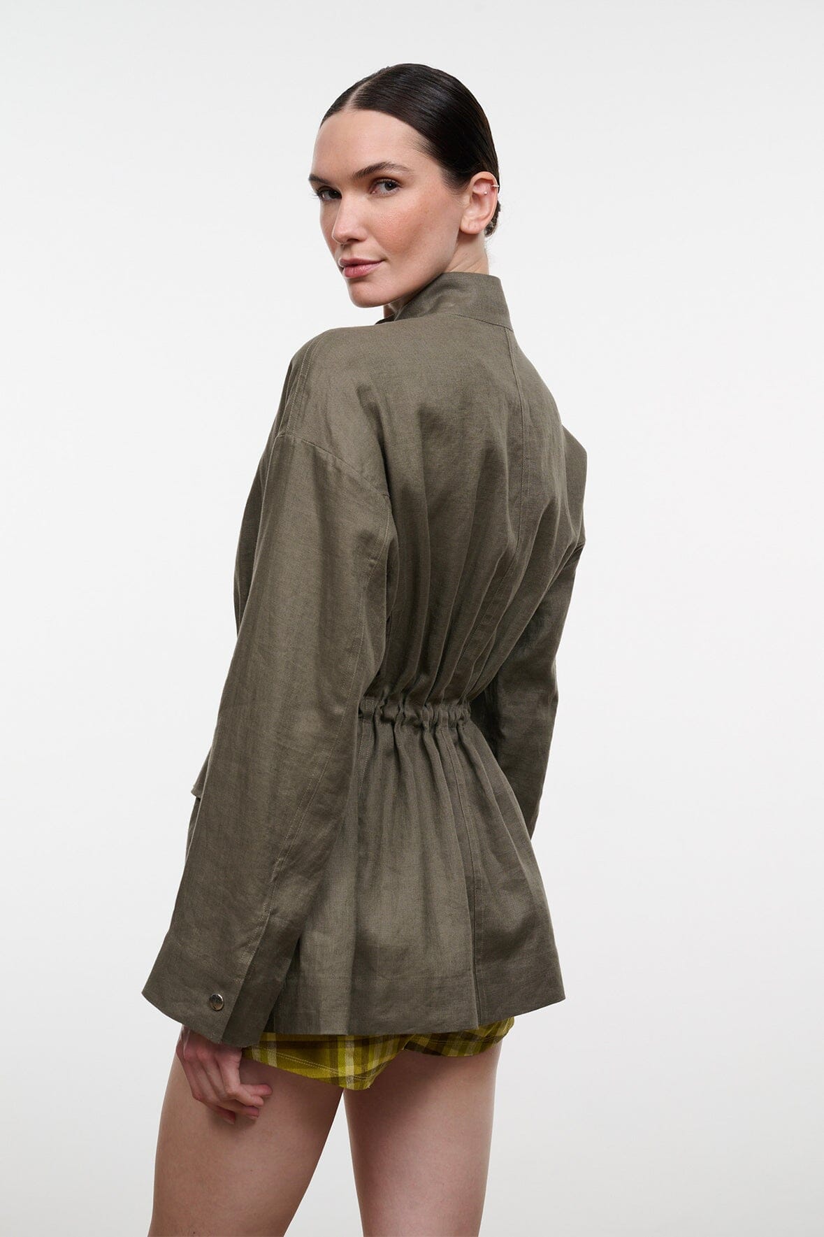 Reed Linen Jacket Thyme | STAUD Signature