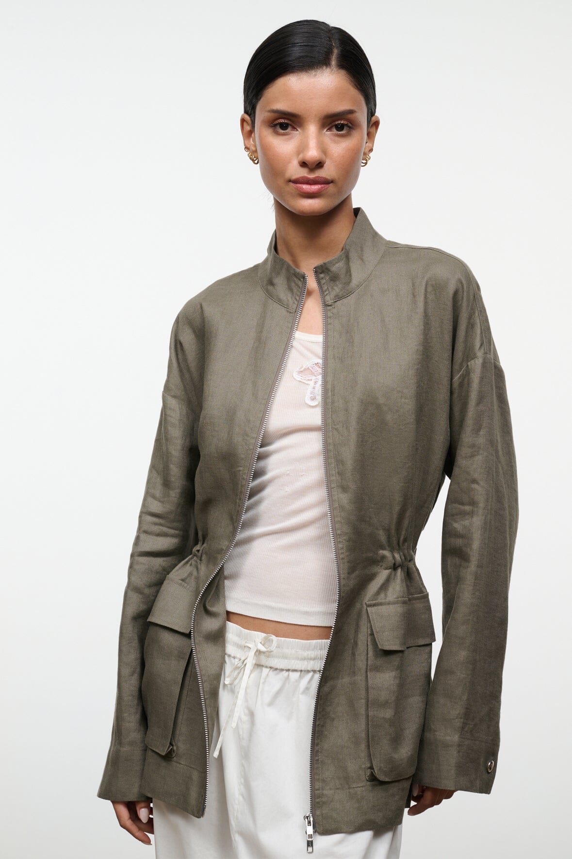 Reed Linen Jacket Thyme | STAUD Signature