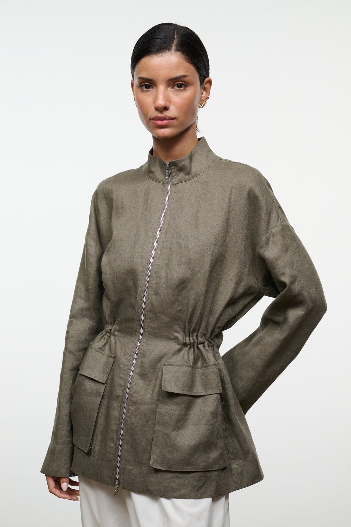 Reed Linen Jacket Thyme | STAUD Signature