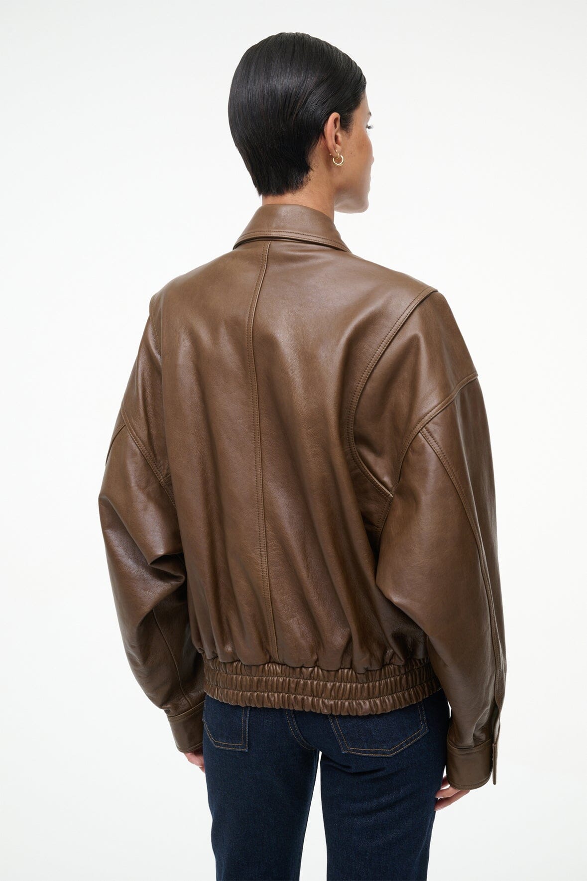 Eugene Leather Jacket Truffle | STAUD Signature