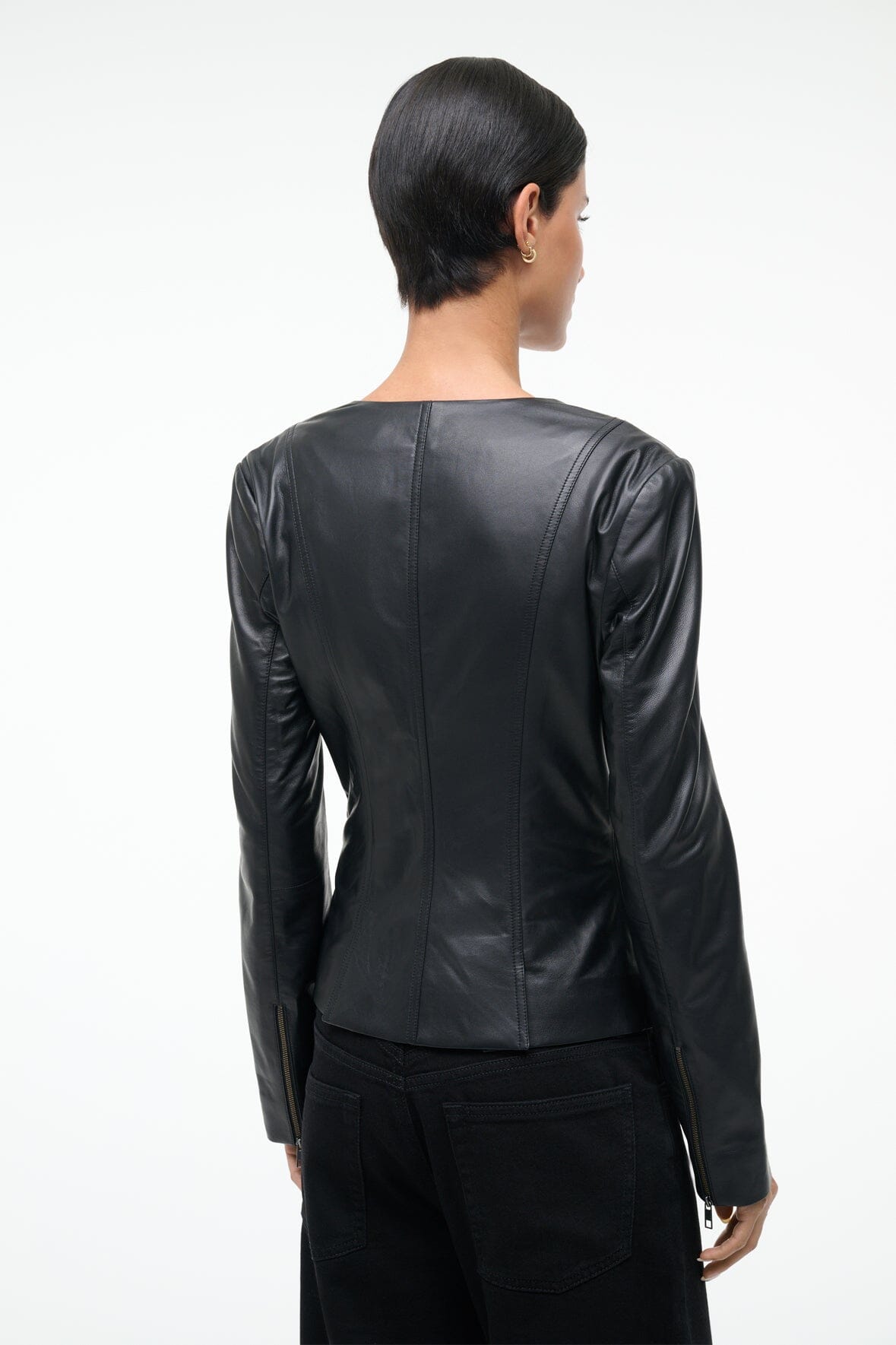 Wells Leather Jacket Black | STAUD New