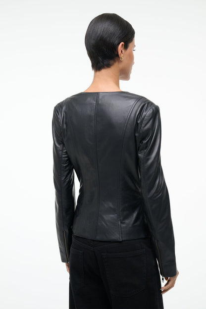 Wells Leather Jacket Black | STAUD New