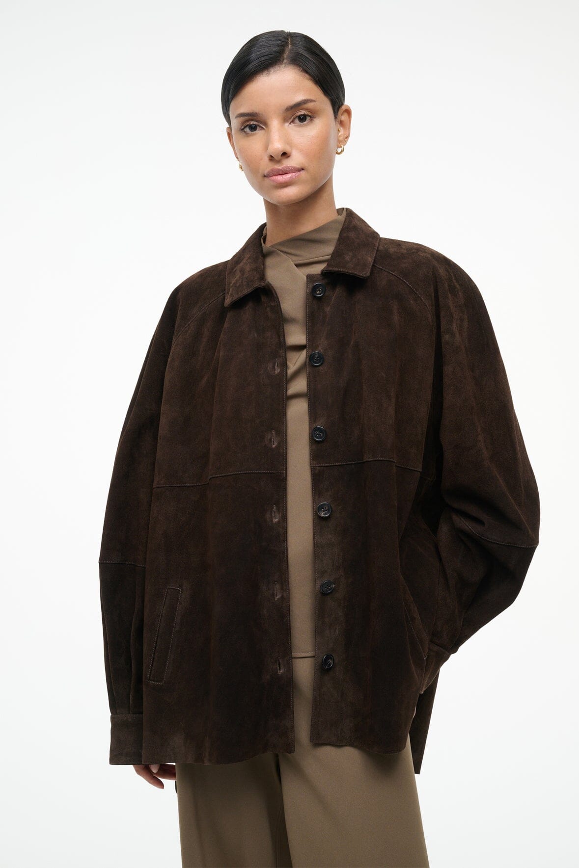 Josette Suede Shirt Espresso | STAUD Premium