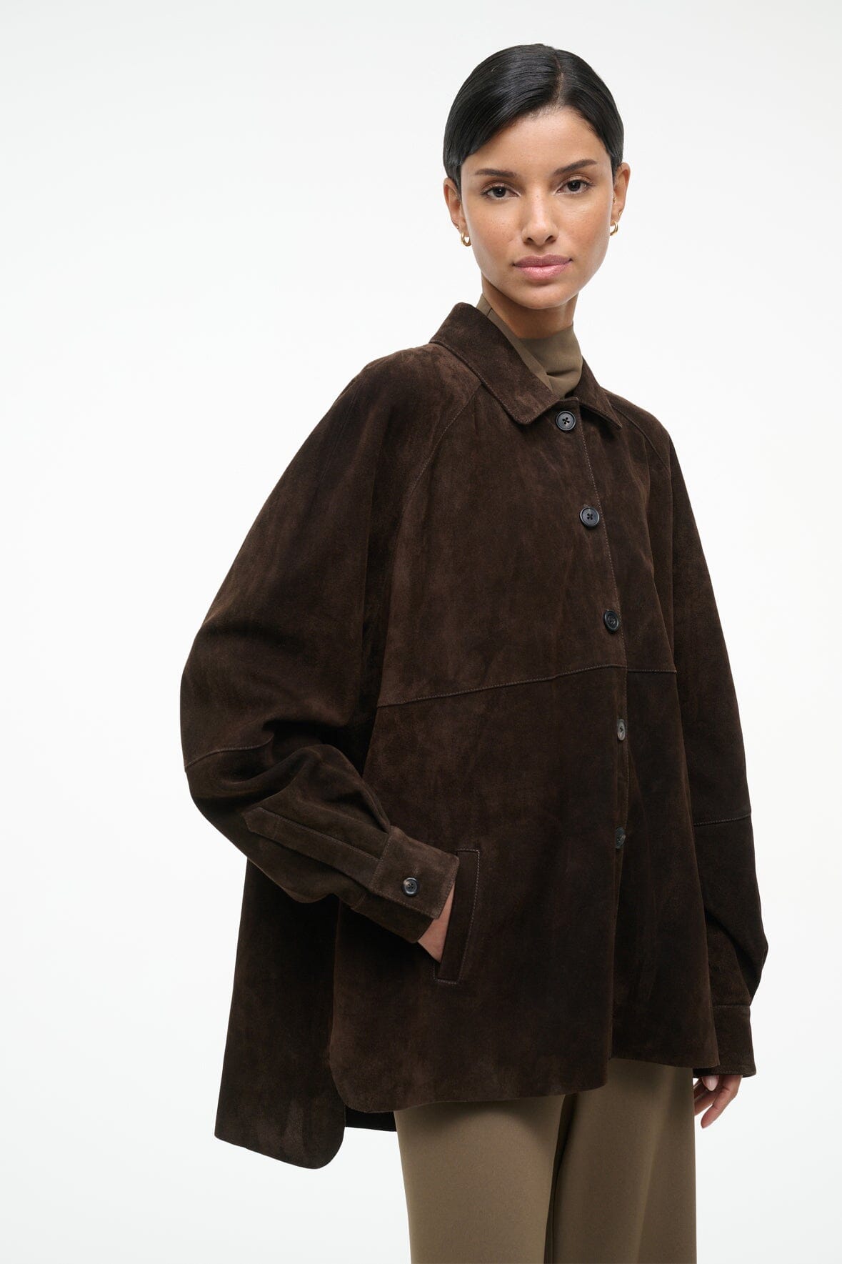 Josette Suede Shirt Espresso | STAUD Premium