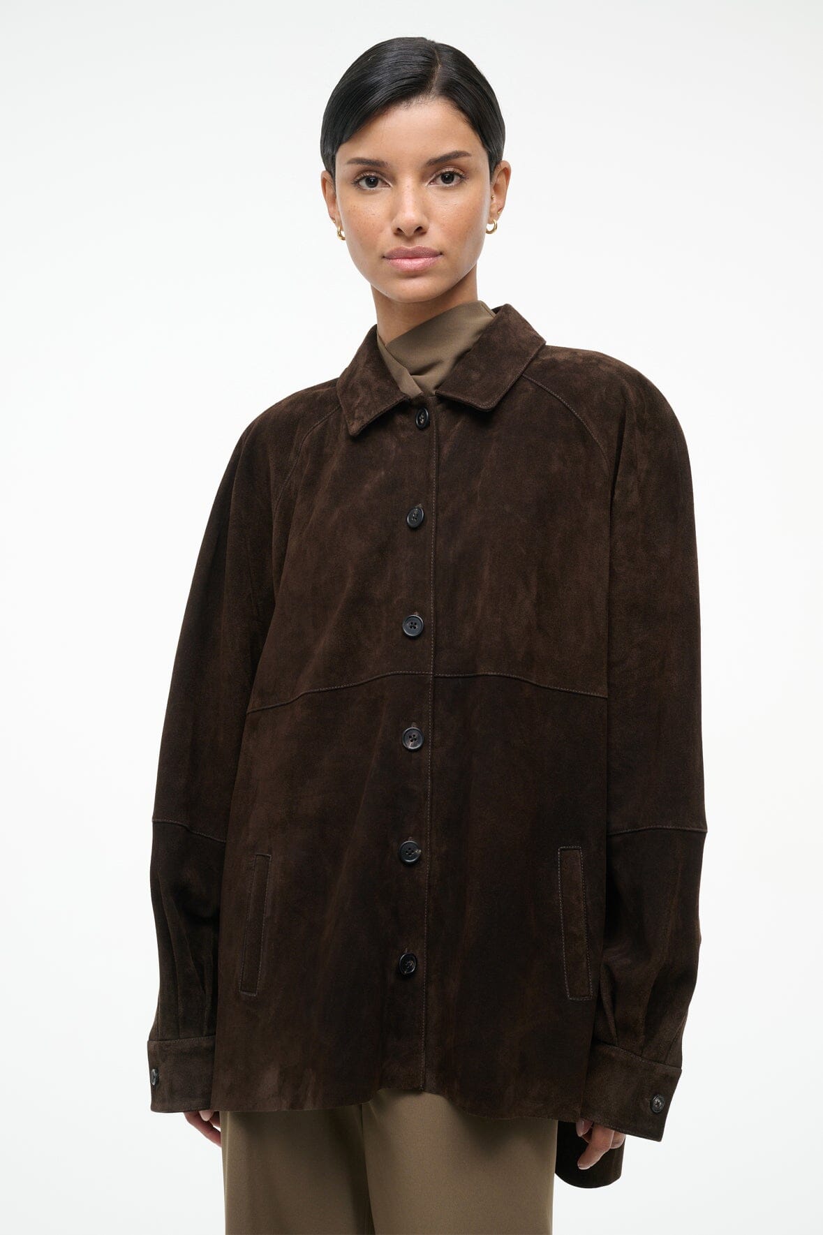 Josette Suede Shirt Espresso | STAUD Premium
