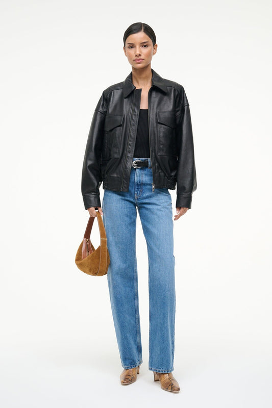 Eugene Leather Jacket Black | STAUD Premium