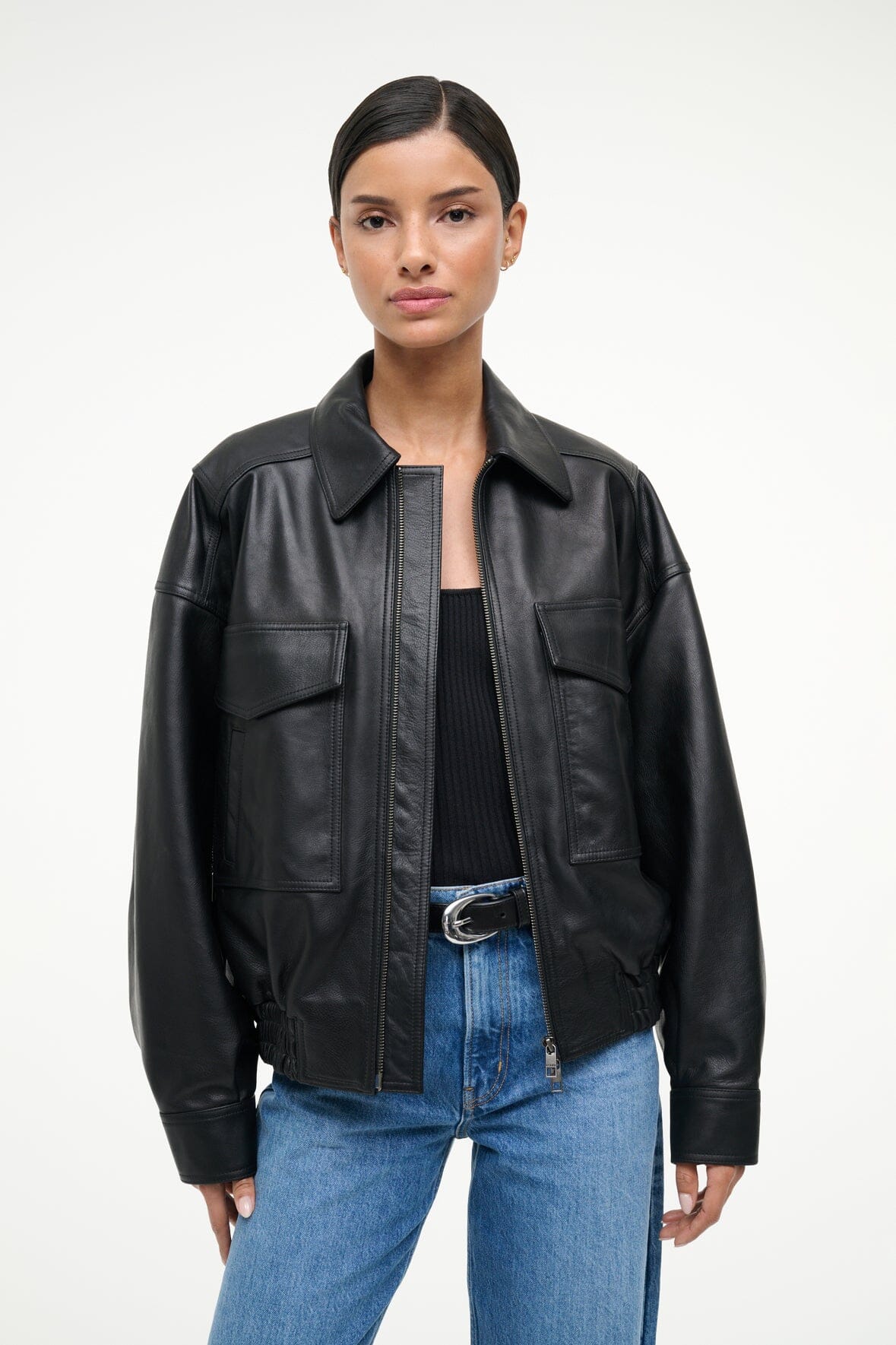 Eugene Leather Jacket Black | STAUD Premium