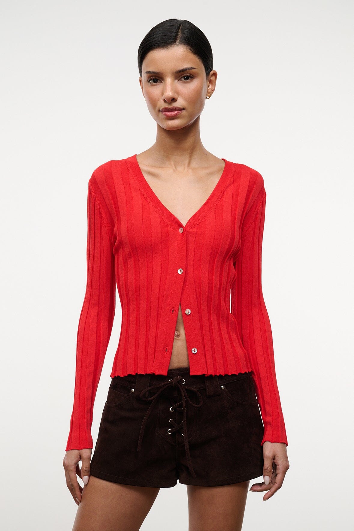 Ezra Cardigan Tomato | STAUD Trending